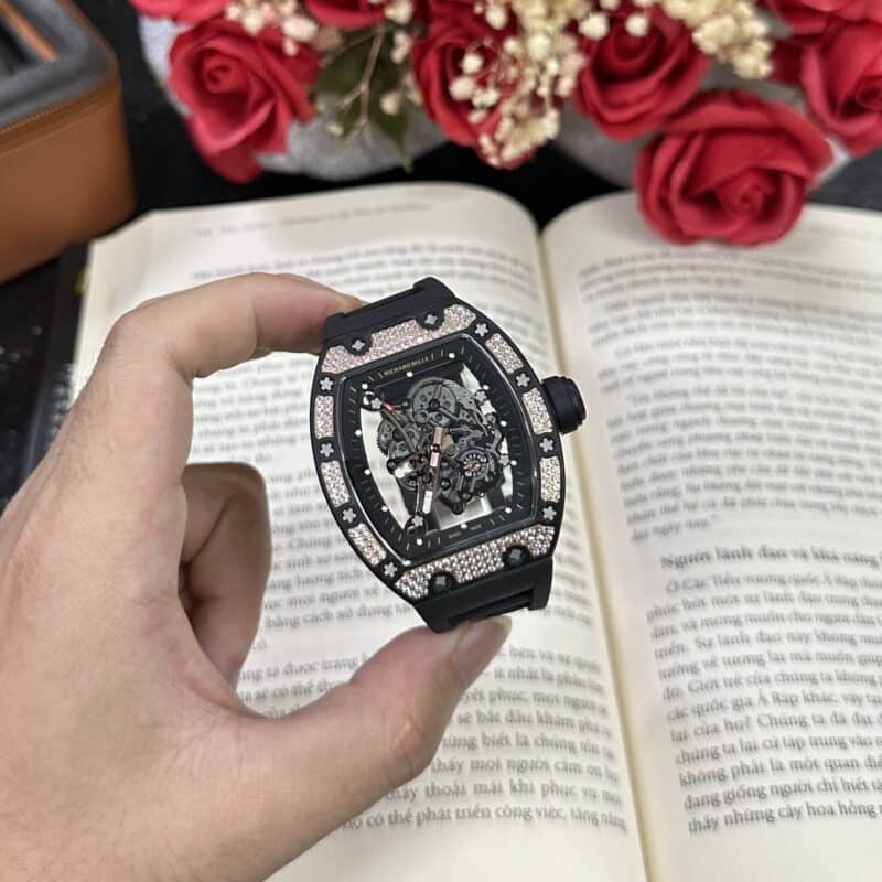 ĐỒNG HỒ RICHARD MILLE RM 35-02 REP 11 VỎ CARBON ĐÍNH ĐÁ 44MM