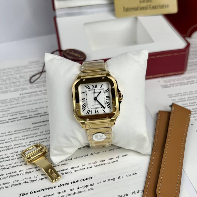 ĐỒNG HỒ CARTIER SANTOS DE CARTIER REP 11 NAM MẠ VÀNG GOLD