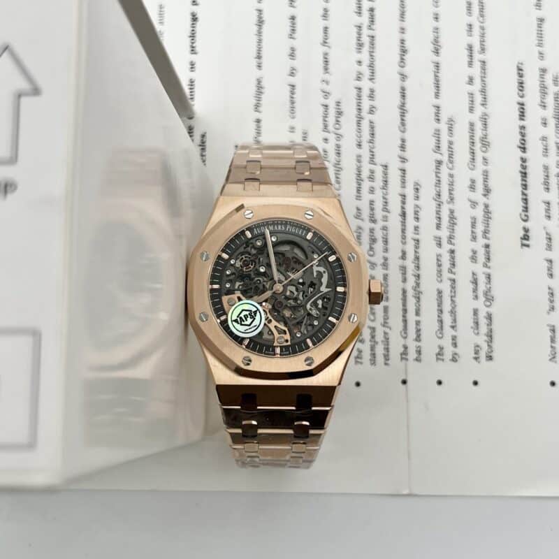 AUDEMARS PIGUET ROYAL OAK SKELETON 15407 VÀNG HỒNG REP CAO CẤP NHẤT