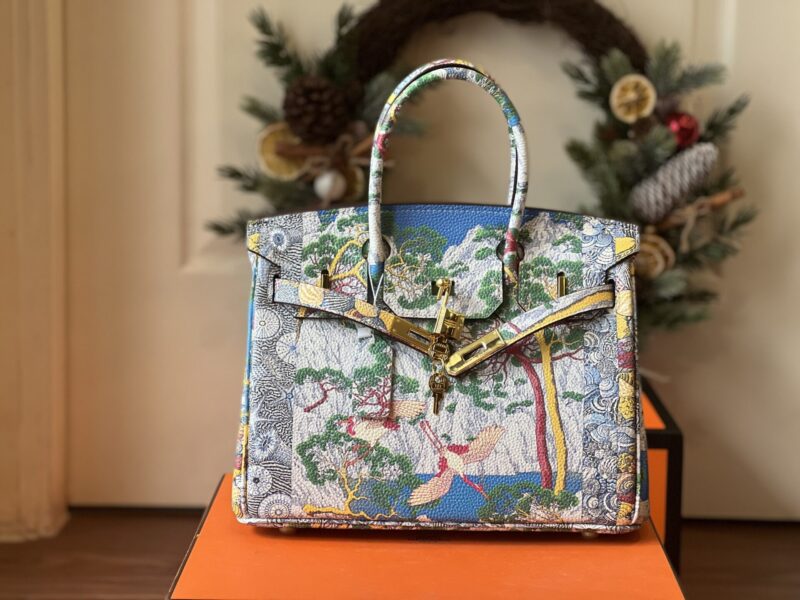 TÚI XÁCH HM BIRKIN TOGONGUYÊN BẢN TAG BẠC SIÊU CẤP FULL BOX HỌA TIẾT RỪNG NÚI