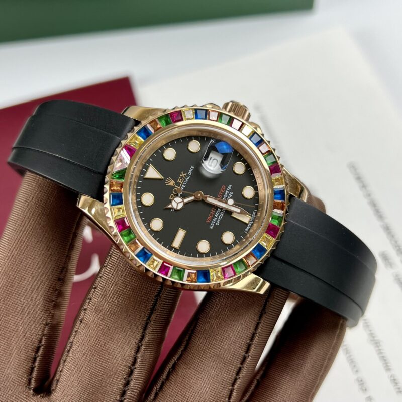 ĐỒNG HỒ ROLEX YACHT-MASTER 116695SATS NIỀNG ĐÁ 7 MÀU REP 1:1