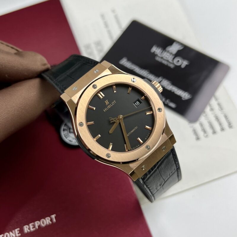 ĐỒNG HỒ HUBLOT CLASSIC FUSION MẶT ĐEN KING GOLD REP 1:1 JJF 2023