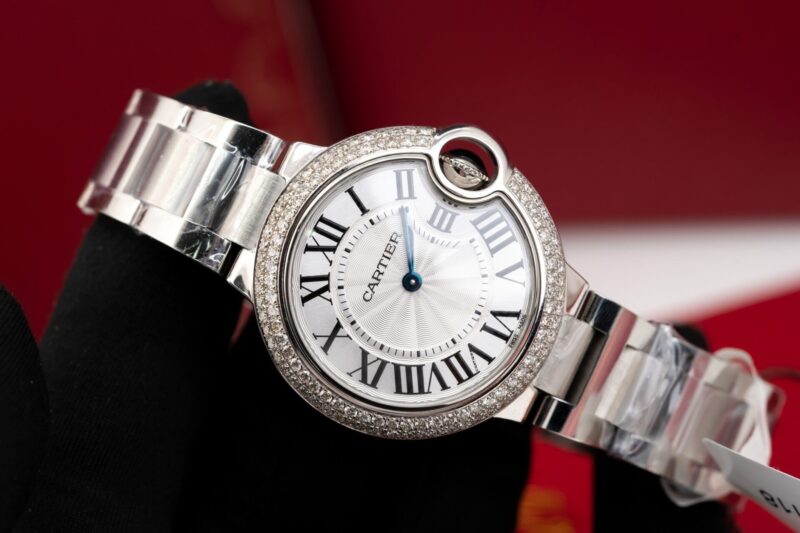 ĐỒNG HỒ NỮ CARTIER BALLON BLEU NIỀNG KIM CƯƠNG TỰ NHIÊN HAI HÀNG 33MM