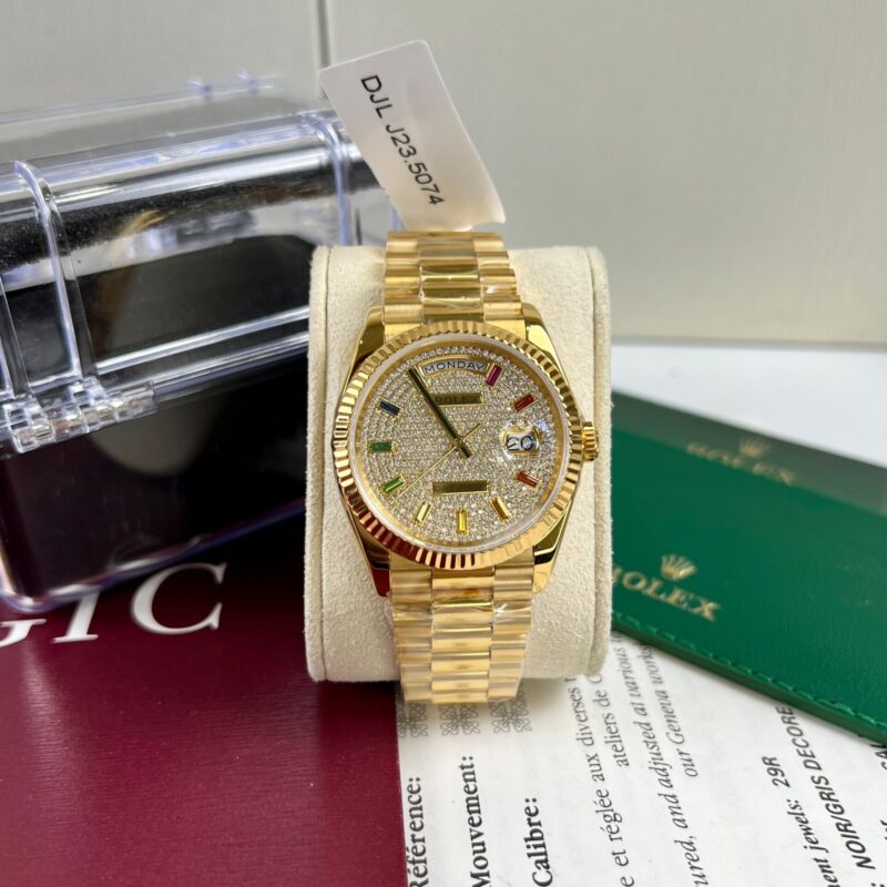 ĐỒNG HỒ ROLEX DAY-DATE 128348 RAINBOW BỌC VÀNG 18K REP 1:1 CAO CẤP