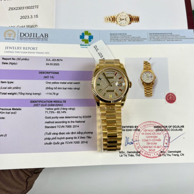 ĐỒNG HỒ ROLEX DAY-DATE 128348 RAINBOW BỌC VÀNG 18K REP 1:1 CAO CẤP