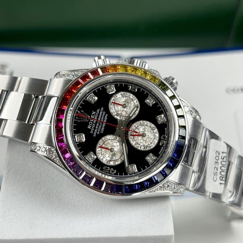 ĐỒNG HỒ ROLEX DAYTONA RAINBOW REP 11 BỌC VÀNG TRẮNG BT FACTORY