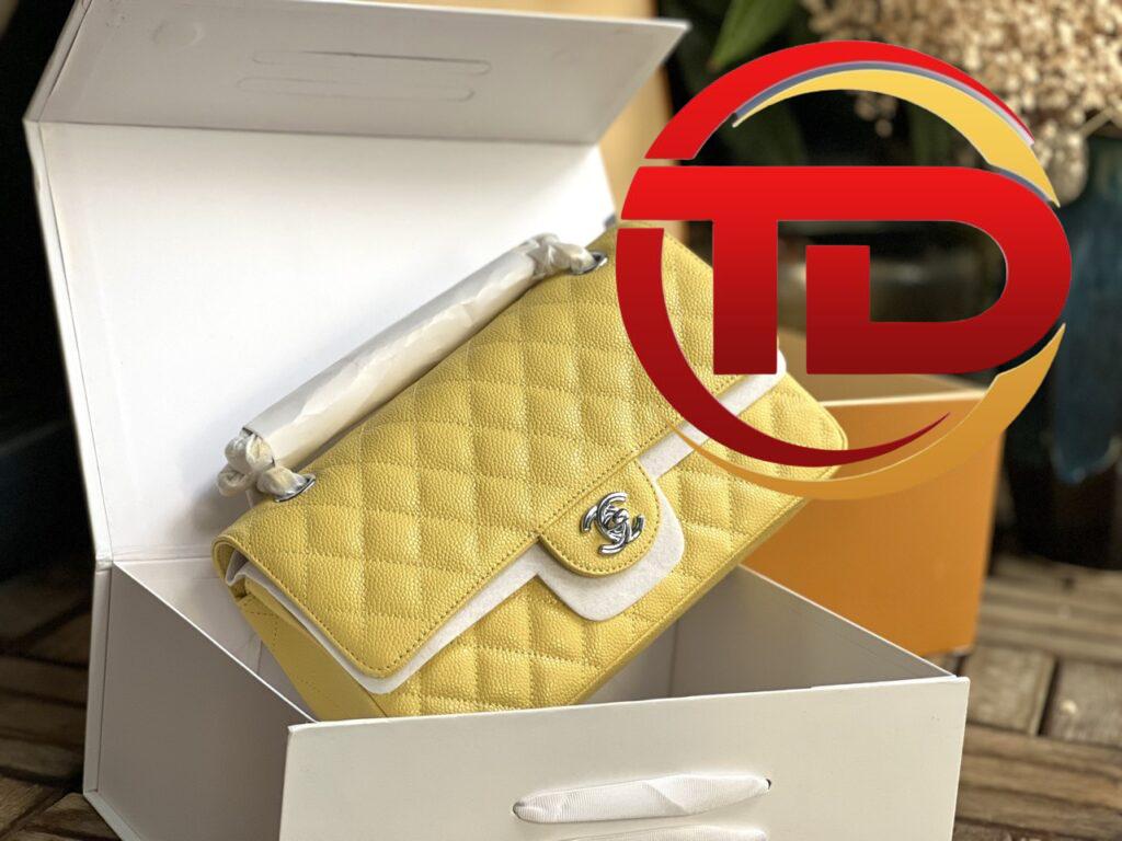 TÚI CHANEL CLASSIC FLAP BAG MEDIUM SLIVER NGUYÊN BẢN DA CAVIAR MÀU VÀNG