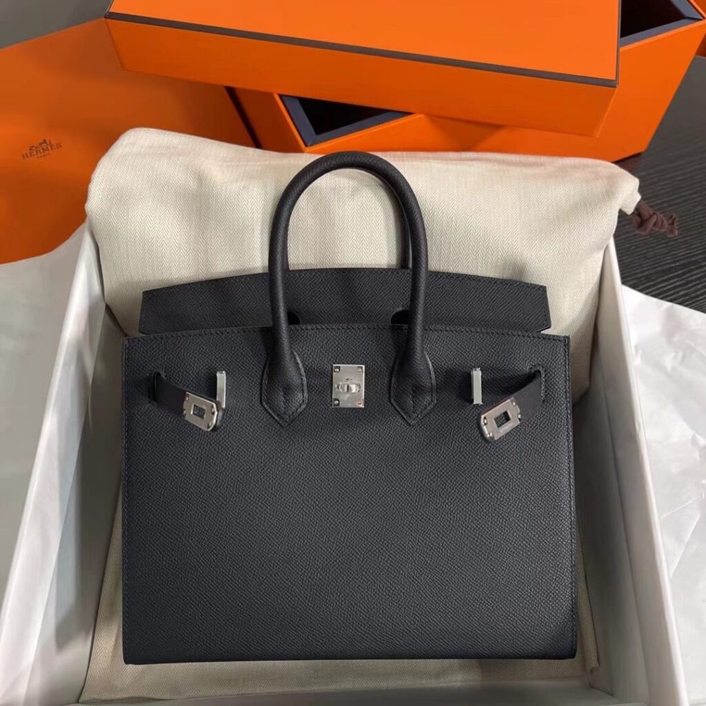 TÚI HERMES BIRKIN SELLIER 25 ESPOM KHÂU TAY SIÊU CẤP LIKE AUTH MÀU ĐEN