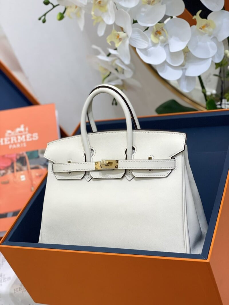 TÚI HERMES BIRKIN 25 SWIFT KHÂU TAY SIÊU CẤP LIKE AUTH MÀU TRẮNG