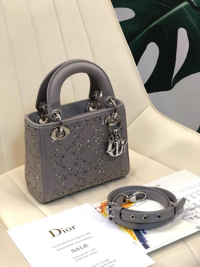 TÚI XÁCH MINI LADY DIOR BAG STRASS CANNAGE SATIN SIÊU CẤP