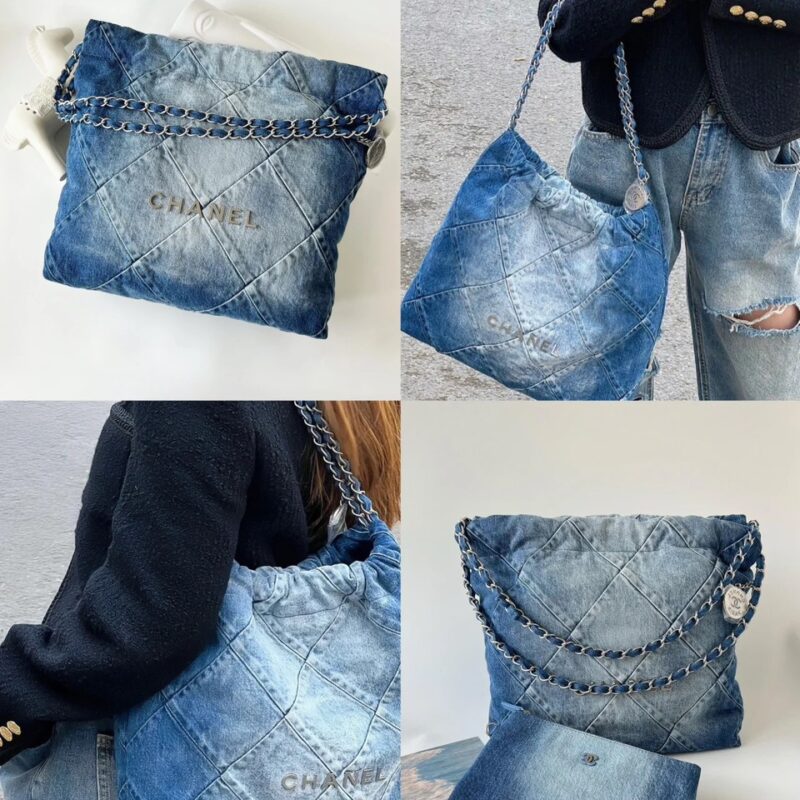 TÚI XÁCH CHANEL 22 HANDBAG DENIM TAG BẠC SIÊU CẤP