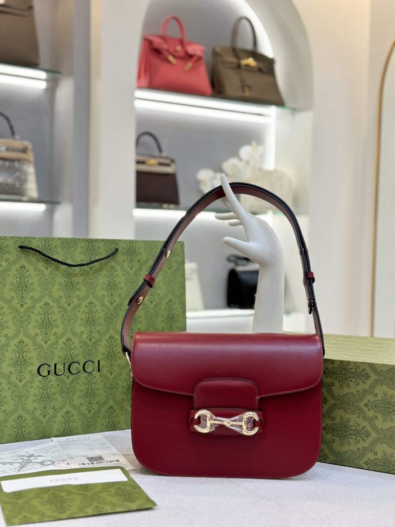 TÚI GUCCI HORSEBIT 1955 SHOULDER BAG RED LEATHER SIÊU CẤP