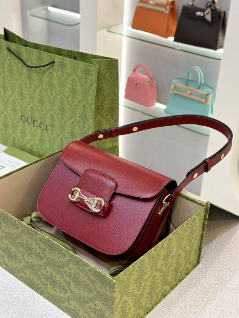 TÚI GUCCI HORSEBIT 1955 SHOULDER BAG RED LEATHER SIÊU CẤP